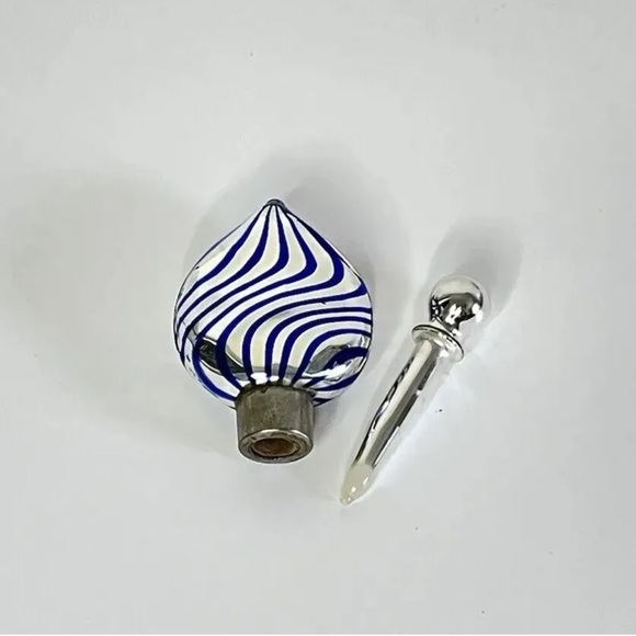 Vintage Mercury Glass Perfume Bottle Venetian Swirl Blue - Small Size - Picture 3 of 7